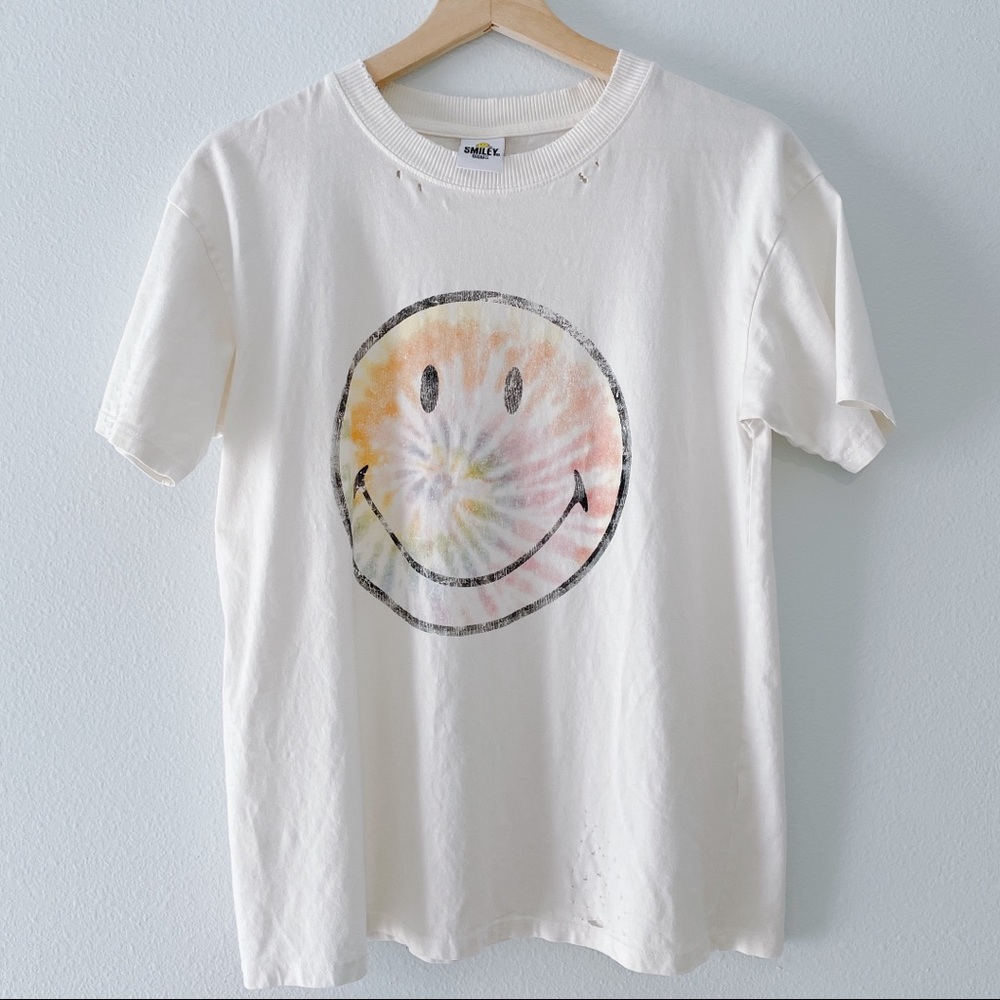 Cotton on smiley printed distressed tshirt